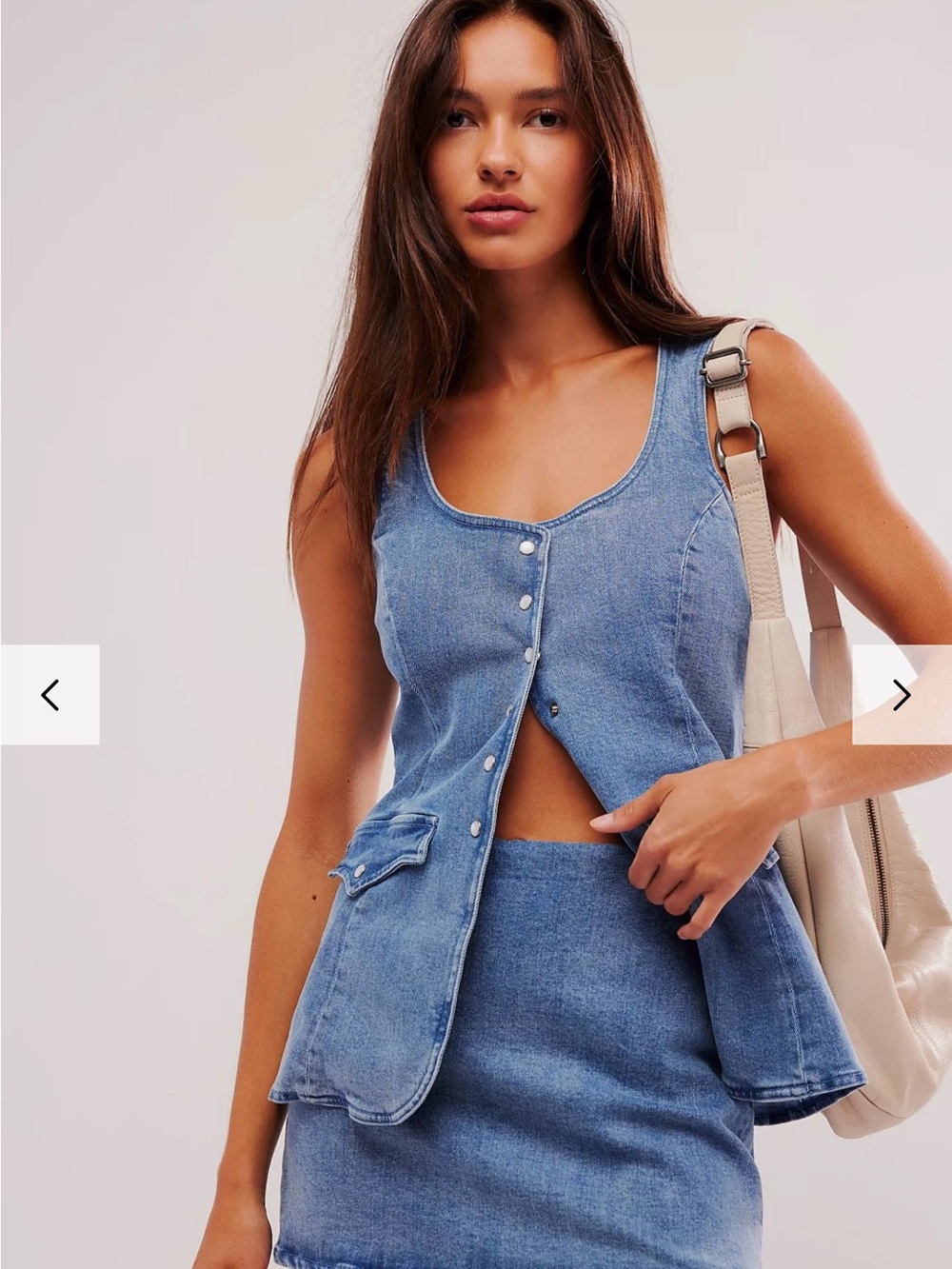 Free People Blue Denim Button-Front Mini Dress